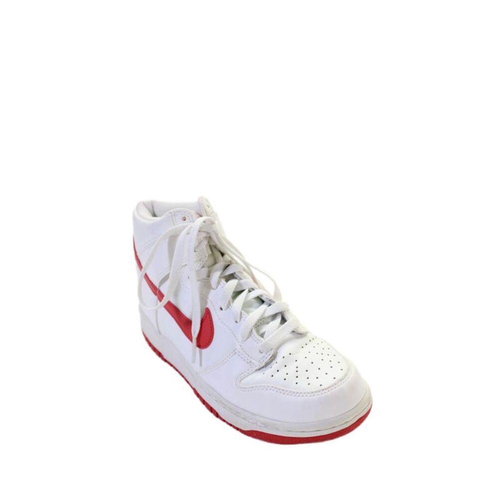 Nike Womens Leather Dunk High "Track Red" Sneakers Shoes Red White Size 7